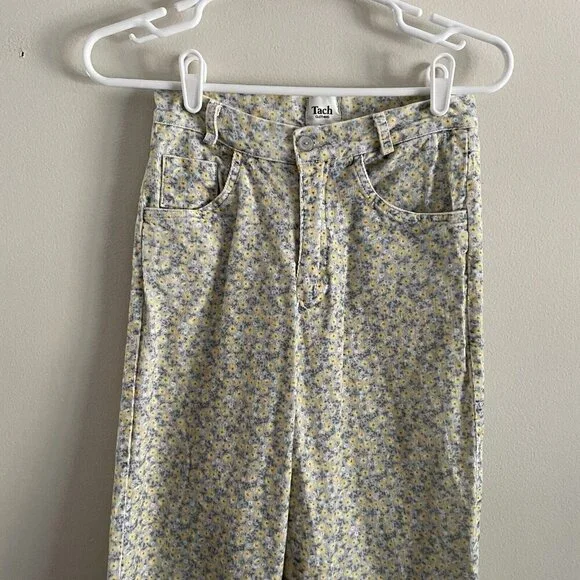 Tach Clothing Womn XS Ditsy Floral High Rise Tapered Crystal Corduroy Ankle Pant - Picture 7 of 14